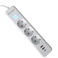 Удлинитель с заземлением 3 м, 3 розетки, 2 USB порта, Type C, &quot;MAXIMUM&quot; MX 12486 (2585) оптом