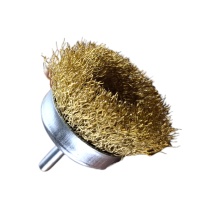 Щетка для дрели  чашечная 75 мм, 3&quot;, волнистая, латунированная, &quot;MAXIMUM&quot; MX 17818 оптом