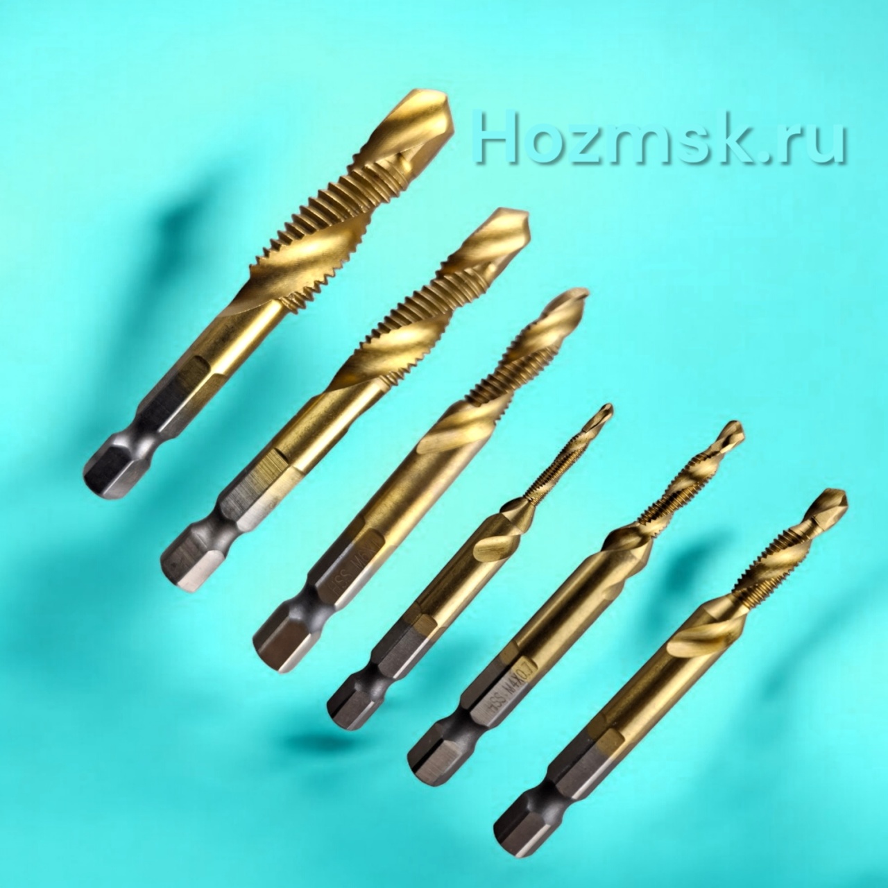 Сверла с метчиком HSS 6 предметов, М 3-М 10, шестигранный хвостовик, &quot;MAXIMUM&quot; MX 15609 оптом