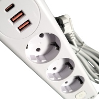 Удлинитель с заземлением 3 м, 3 розетки, 2 USB порта, Type C, &quot;MAXIMUM&quot; MX 12486 (2585) оптом