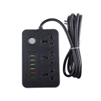Удлинитель с заземлением 2 м, плоский, 3 розетки EU_UK_US, 5 USB портов,Type C,T05, &quot;MAXIMUM&quot; MX 148 оптом