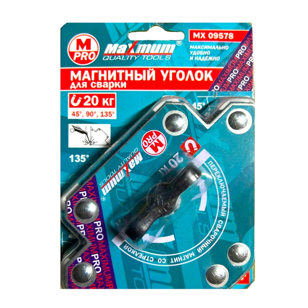 магнитный уголок для сварки с переключателем 12 кг, форма стрелы, &quot;maximum&quot; mx 09578 оптом